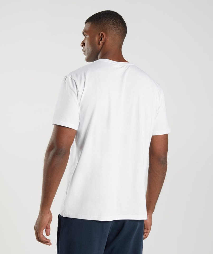 Men's Gymshark Block T-Shirts White | CA 51N73D